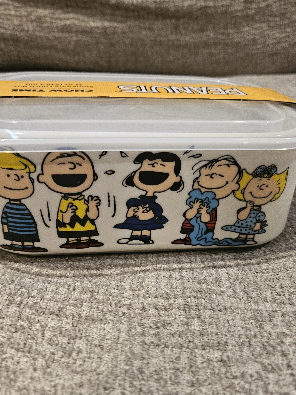 Peanuts Chow Time Stoneware Lunch Box White & Yellow NWT